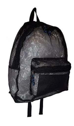 101 Beach Large Black Mesh Backpack (Blank - Black)