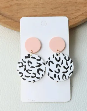 25% Off Beautiful Peach, Black, & White Drop Earrings