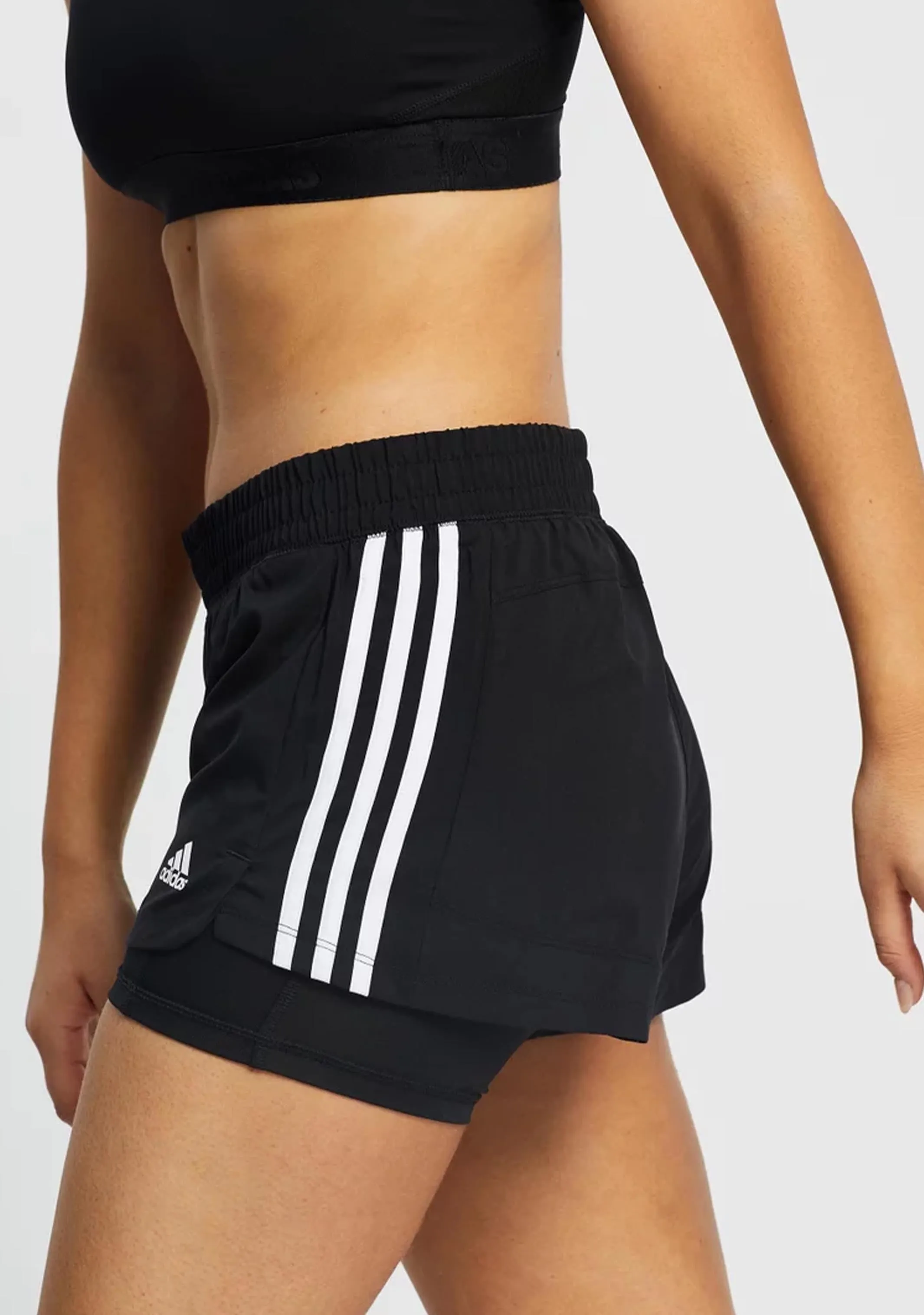 Adidas Womens 3 Stripe Pacer Two-In-One Shorts <br> GL7686