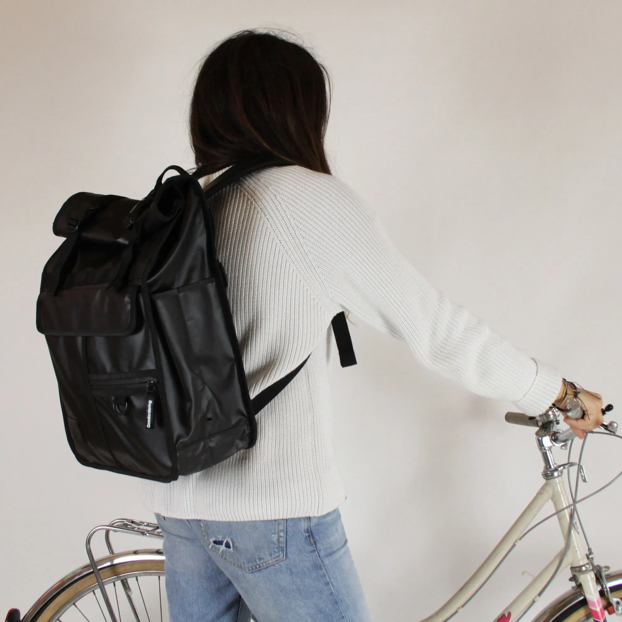 ECO Monochrome Rolltop Backpack Pannier Black 2.0