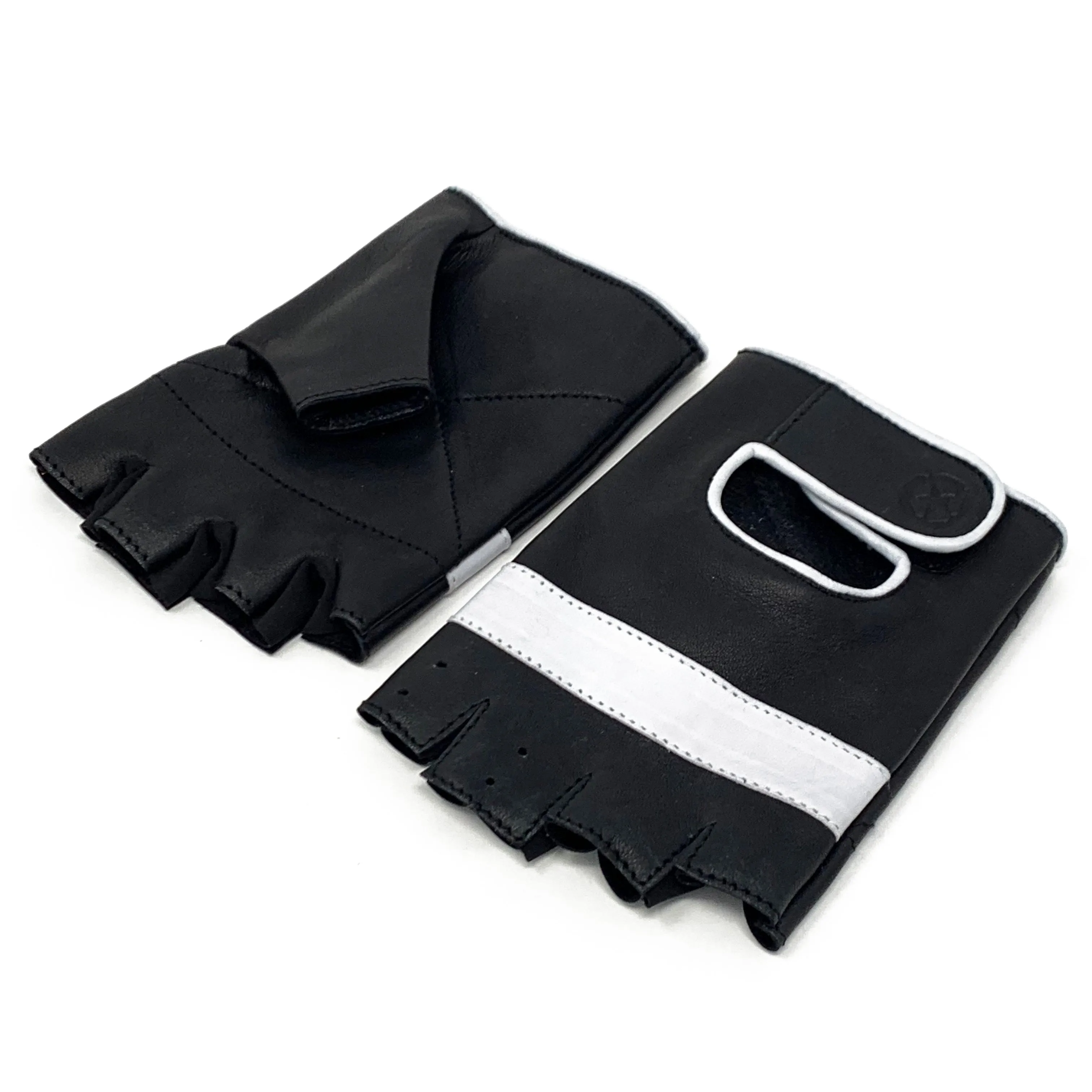 Harry Half Finger Gloves, Black / White