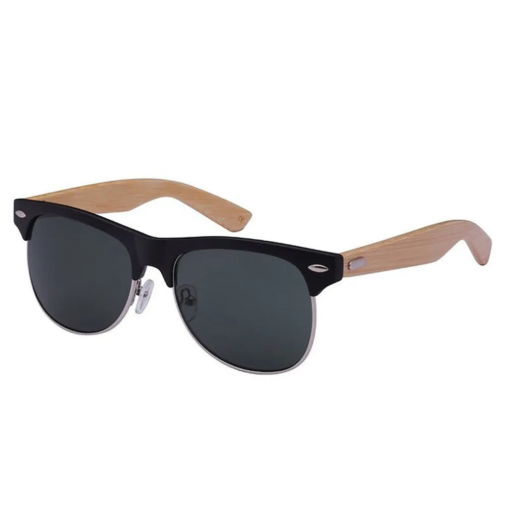 Mechaly Clubmaster Style Bamboo Sunglasses