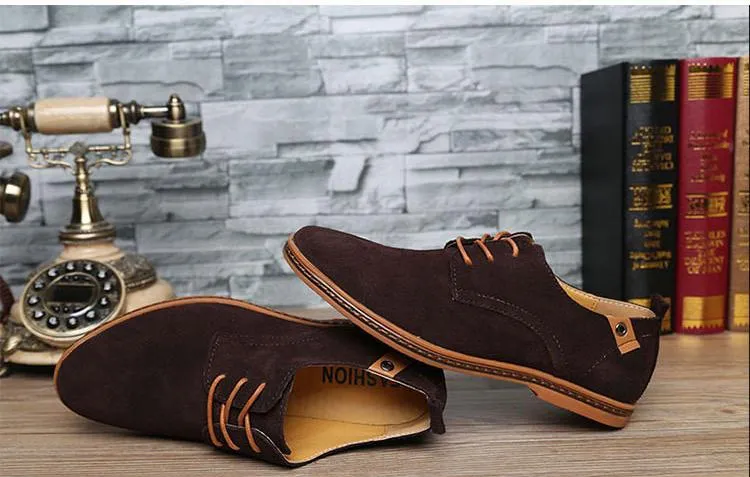 Men Casual Leather Chaussure Homme Shoes Brown