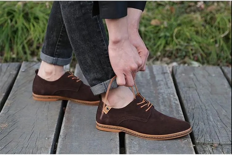 Men Casual Leather Chaussure Homme Shoes Brown