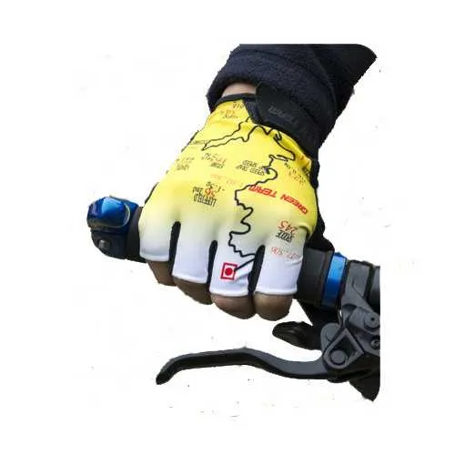 Mountain Cycling Gloves  Half Finger Bike Motocross Sports Bicycle Map Print Motorcycle Mitten