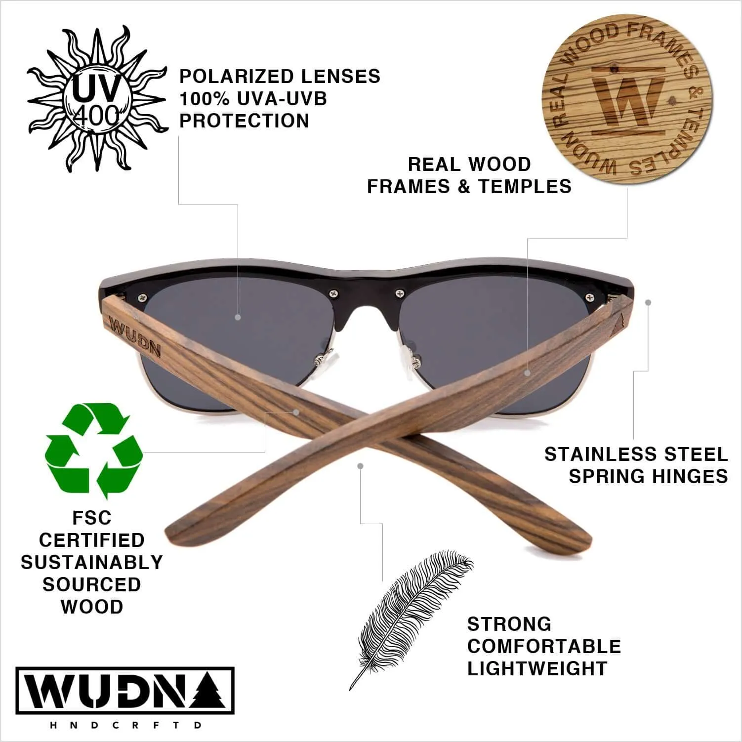 Real Bamboo Tortoise Frame Browline Style RetroShade Sunglasses by WUDN