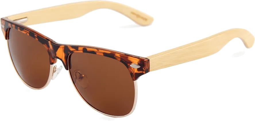 Real Bamboo Tortoise Frame Browline Style RetroShade Sunglasses by WUDN