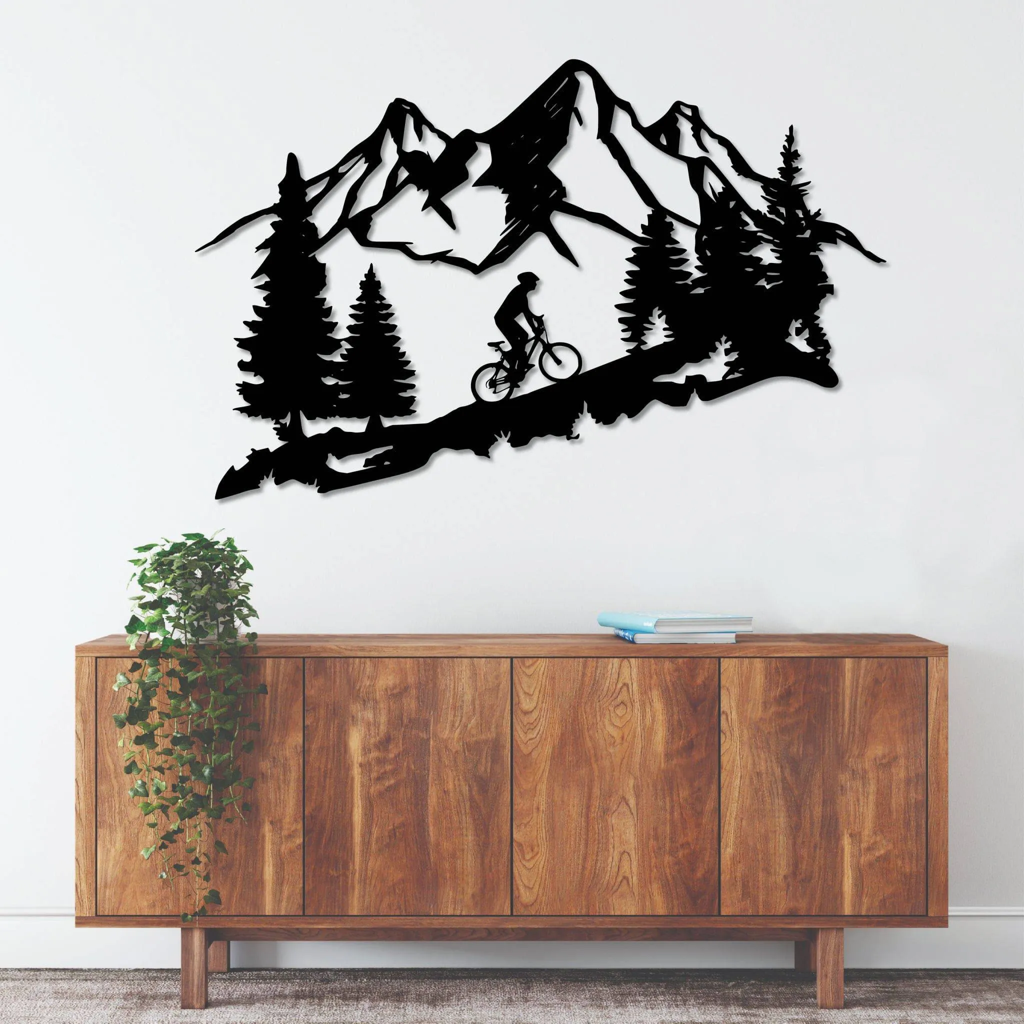 Standing Mountain Biker - Metal Wall Art